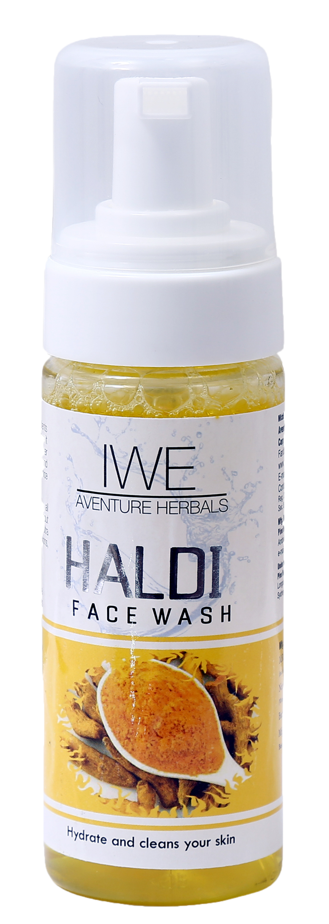 Aventure Herbals Haldi Foam Face wash front view of the bottle