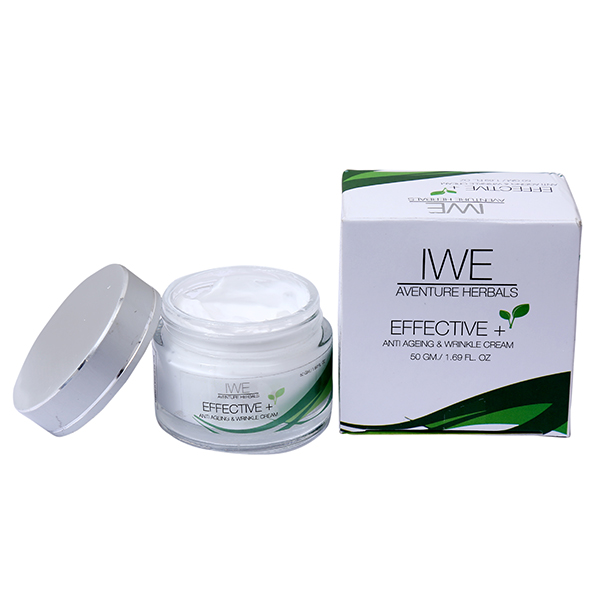 Aventure Herbals Effective + Anti Ageing % Wrinkle Cream With box and the cream with open lid on the side